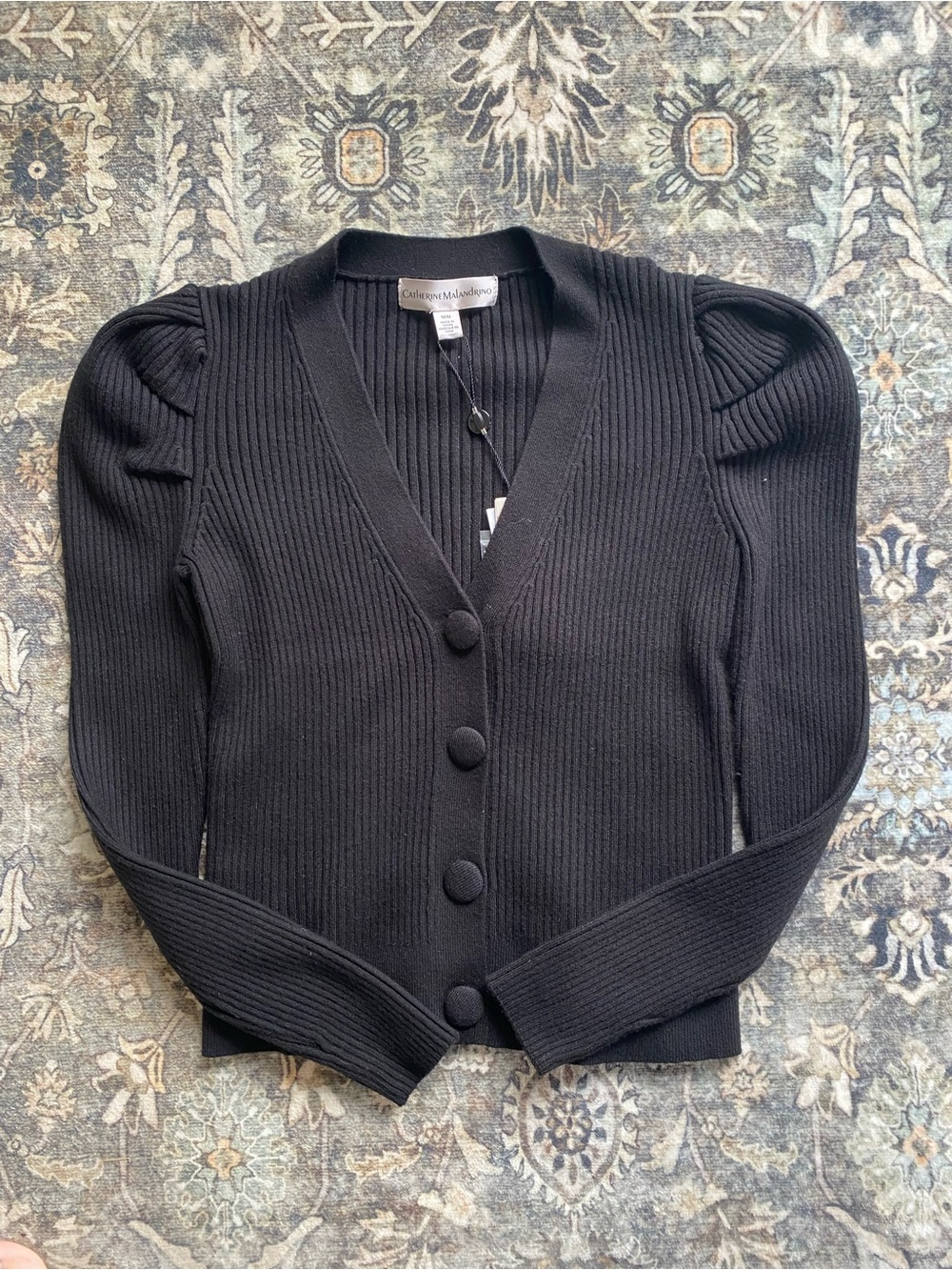 New✨Viscose Blend Chic Black Ribbed Cardigan